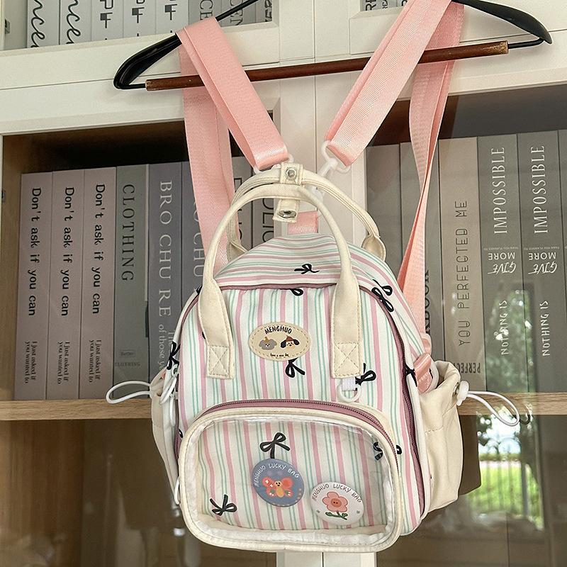Schoolbag new Japanese ins high value fresh and sweet plaid lazy wind transparent pain bag girl mini backpack