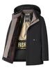 Men's Black Gold Fleece-Lined Hooded Winter Jacket - Thick Warm Cotton Parka for Middle-Aged Dads