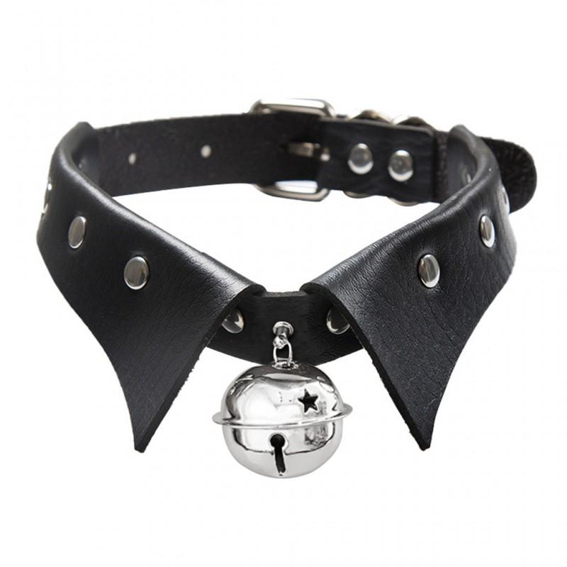 Punk Style Leather Choker Necklace With Bell Cosplay Versatile Collar Jewelry Women Men