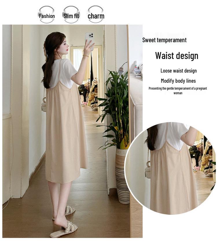 2026 Summer Fashion Elegant Maternity Dress - Stylish Patchwork Loose Fit