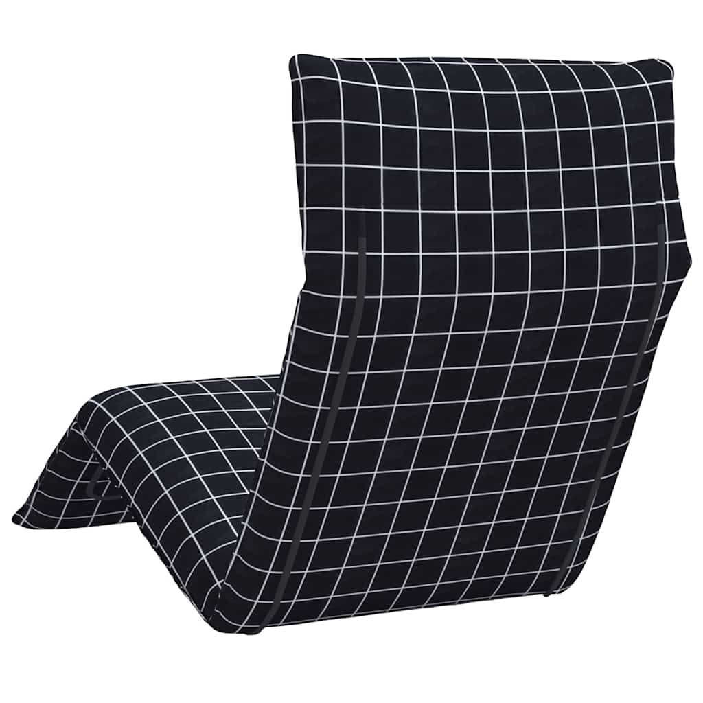 Folding Sun Lounger Black Checkered Pattern 175 x 54 x 8.5 cm