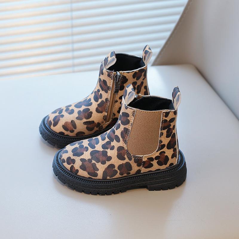 

Классические ботильоны для маленьких детей с леопардовым принтом, молния сбоку, модные, классические, унисекс, резиновые сапоги для девочек 28 коричневый
