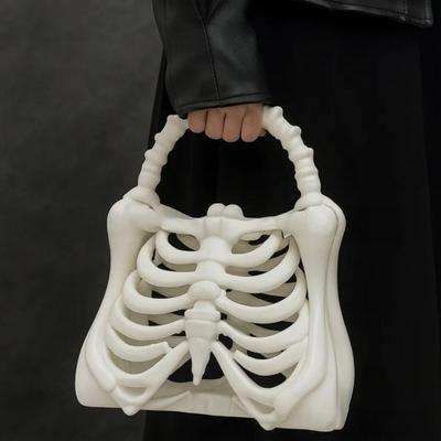 Bolso Gótico de Esqueleto Impreso en 3D Bolso de Mano de Huesos de Caja Torácica Anatómico Espeluznante Monedero de Esqueleto para Disfraz de Halloween Accesorio Estético Oscuro