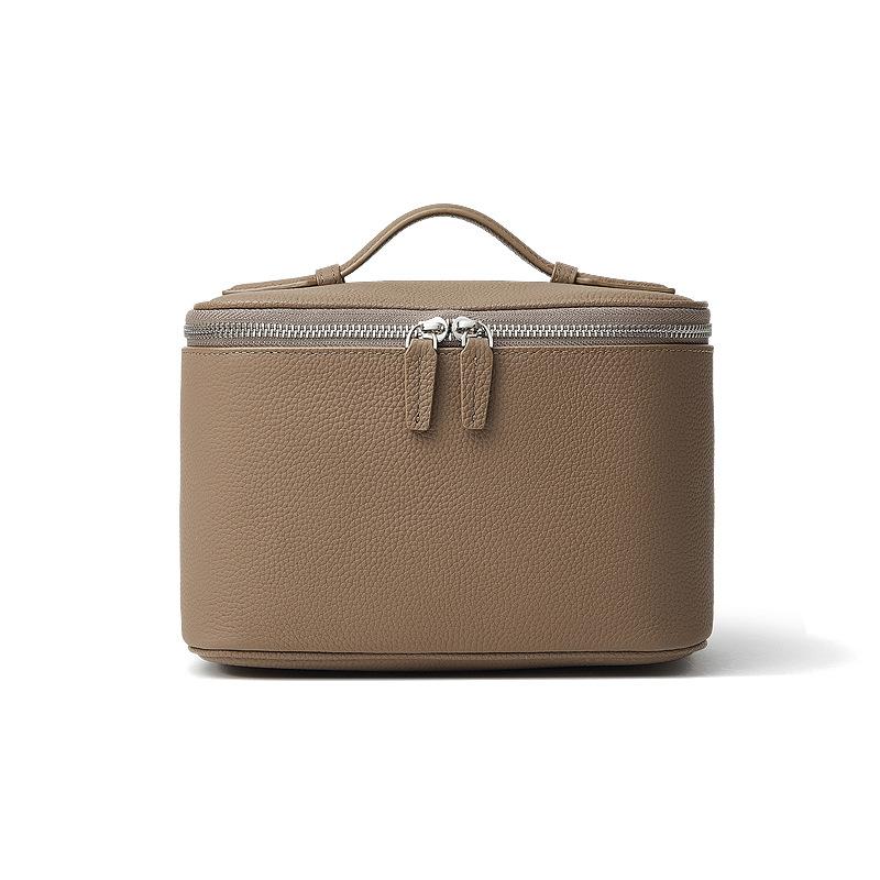 Portable Pebbled Leather Cosmetic Bag Fashion Solid Color Travel Makeup Organizer for Women