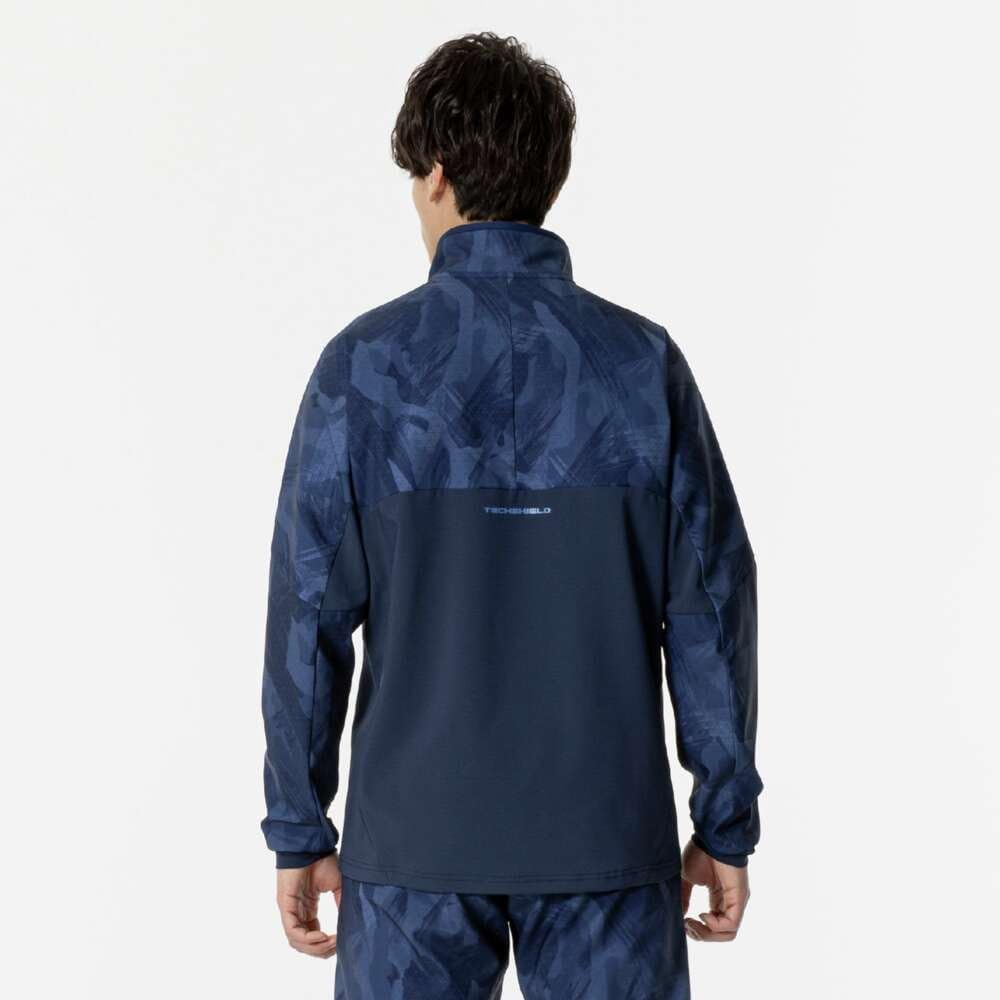 Mizuno Tech Shield Breath Thermo Training Pageant Blue Jacket, Windproof, Stretch, Water-Repellent, Moisture-Wicking, Heat-Generating, 32MCB530,