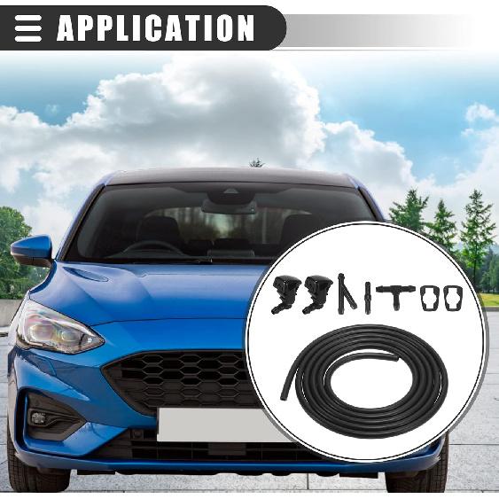 Motoforti Front Windshield Washer Nozzles Kit, Windshield Washer Hose, for Ford Edge 2007-2011, with 3pcs Connectors, Plastic, Rubber, 8S4Z17603AA,