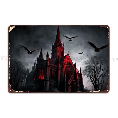 Segno Metallico di Chiesa Medievale Spaventosa Cinema Parete Crea Design Garage Segno di Latta Poster