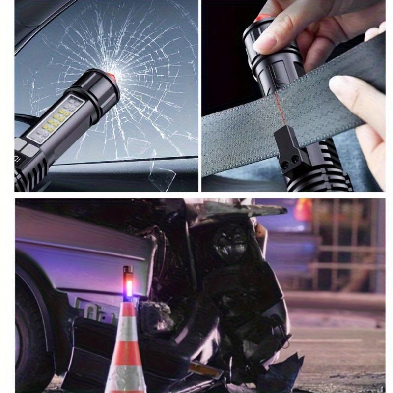 LED High Brightness Flashlight and Safety Hammer, Emergency Escape Tool,seat Belt Cutter and Window Glass Breaker,suitable for Camping,hiking,camping