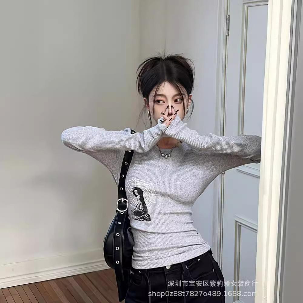 American Style Slimming Velvet Long Sleeve Top