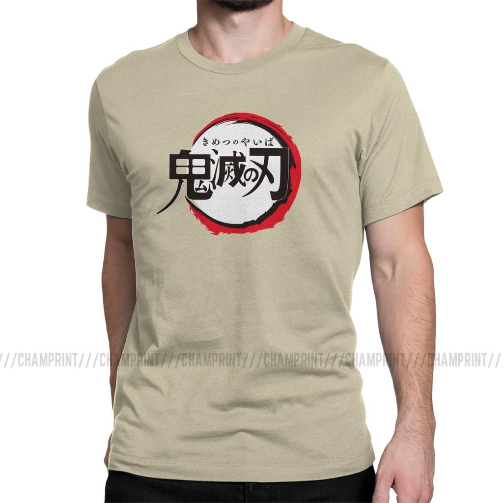 Vintage Demon Slayer Anime T Shirt Men Round Collar 100 Cotton T Shirt Short Sleeve Tees