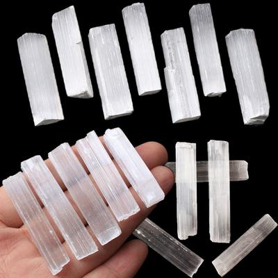 Natural White Selenite Gypsum Sticks Irregular Reiki Mineral Specimen Healing Crystal Wand DIY Jewelry Pendant Making Stone