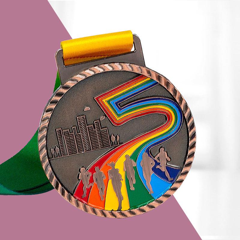 Running Runner Gold Medals Trophy Award With Neck Ribbons Express Medal Various Souvenir School Sports Prize Gift Custom Made