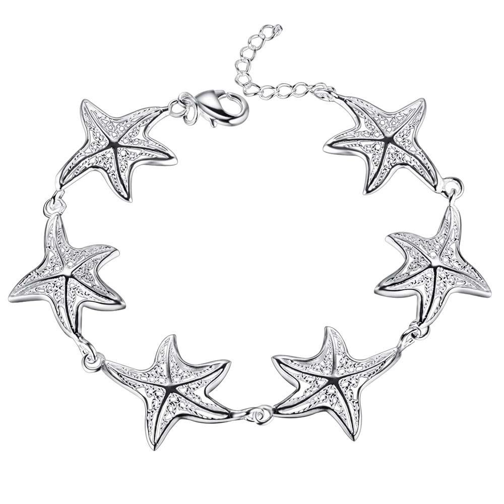 925 Sterling Silver Starfish Bracelet For Woman Wedding Engagement Party Gift Fashion JewelryGood product