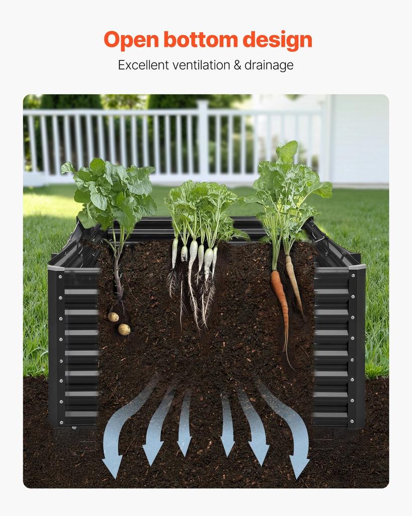Metal Raised Garden Bed, 2.4 X 1.2 X 0.6 M Outdoor Galvanized Planter Garden Box, Open Bottom Design, Large Planter Raised Bed for Growing Vegetables,