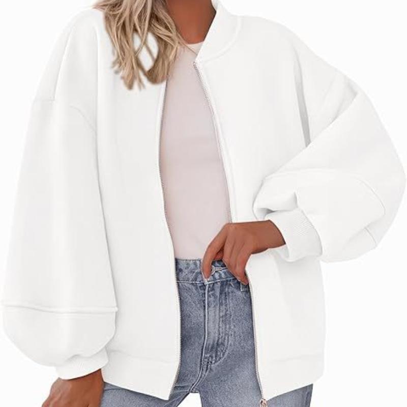 

Женская толстовка оверсайз на молнии цвета чирок с вариантами расцветок - Повседневный пуловер свободного кроя S белый