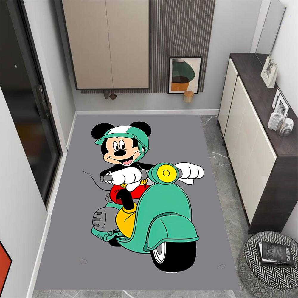 Mickey Mouse Castle Fantasy Disney Cartoon Theme Anti-Slip Rug - Polyester, Home Decor, Suitable for Bedrooms, Living Rooms, Doorways, and Studios