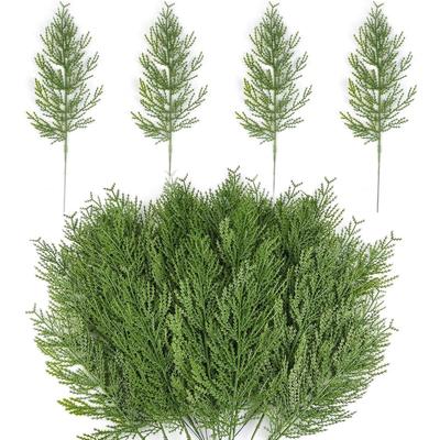 Artificial Pine Branches, Christmas Faux Cedar Stems, Artificial Faux Cedar Branches, Christmas Greenery Pine Picks for Wreath Craft DIY Decorations