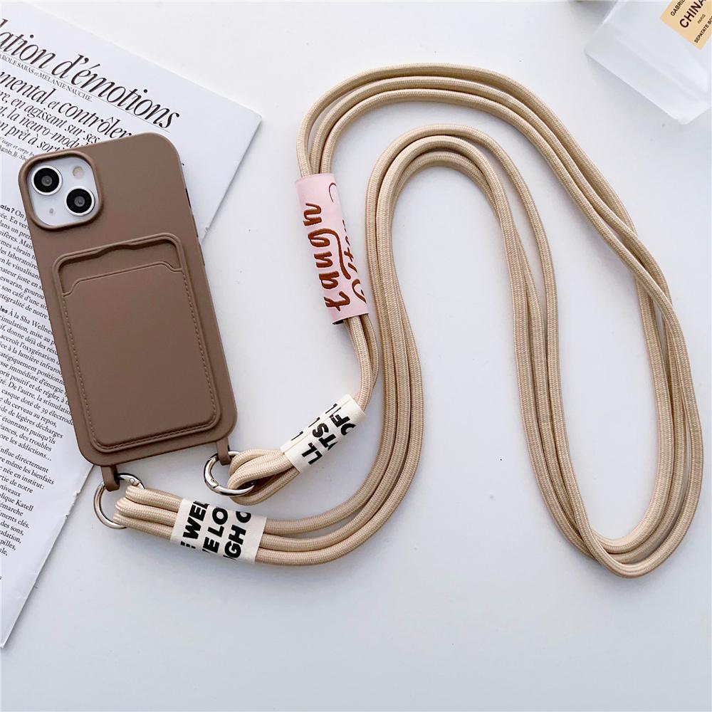 Liquid Silicone Wallet Crossbody Necklace Lanyard Card Holder Case for iPhone 16 15 13 11 12 14 Pro Max X XS 7 8 Plus Soft Cover