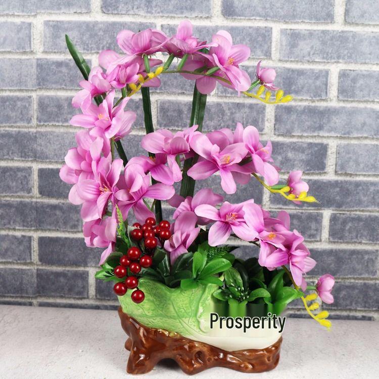 Phalaenopsis Potted Plant – Artificial Flower Arrangement for Home or Restaurant Decor