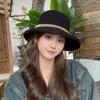 Linen hat women's summer sunscreen thin celebrity style dome bucket hat fashion versatile sunshade beach top hat