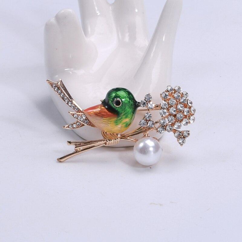 

Броши Blucome ветка птица для женщин эмаль Esmalte брошь в виде животного булавки для воротника рубашки клипсы броши со стразами зелёный