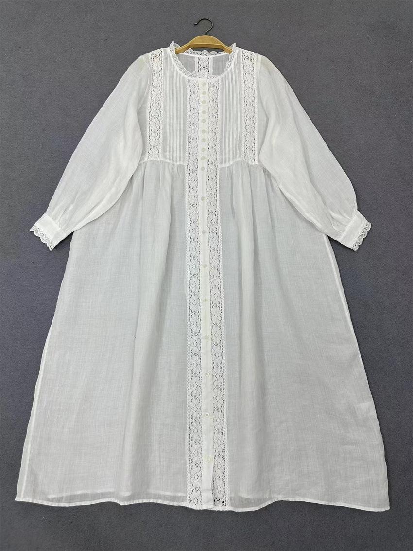 

Johnature японское женское Mori полое кружевное свободное платье женское летнее тонкое свободное повседневное винтажное женское платье One Size белый