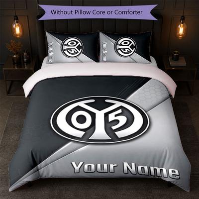 Juego de Ropa de Cama Personalizado con Nombre de Mainz 05 1 Funda Nórdica + 2 Fundas de Almohada Logo de Fútbol Regalo Personalizado para Ocasión Especial Decoración de Dormitorio