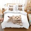Bedding Set Pet Cat Print Quilt Cover and Pillowcase Single Double Bed Full Size Bedroom Bedding Polyester with Zipper Comfortable Quilt Cover