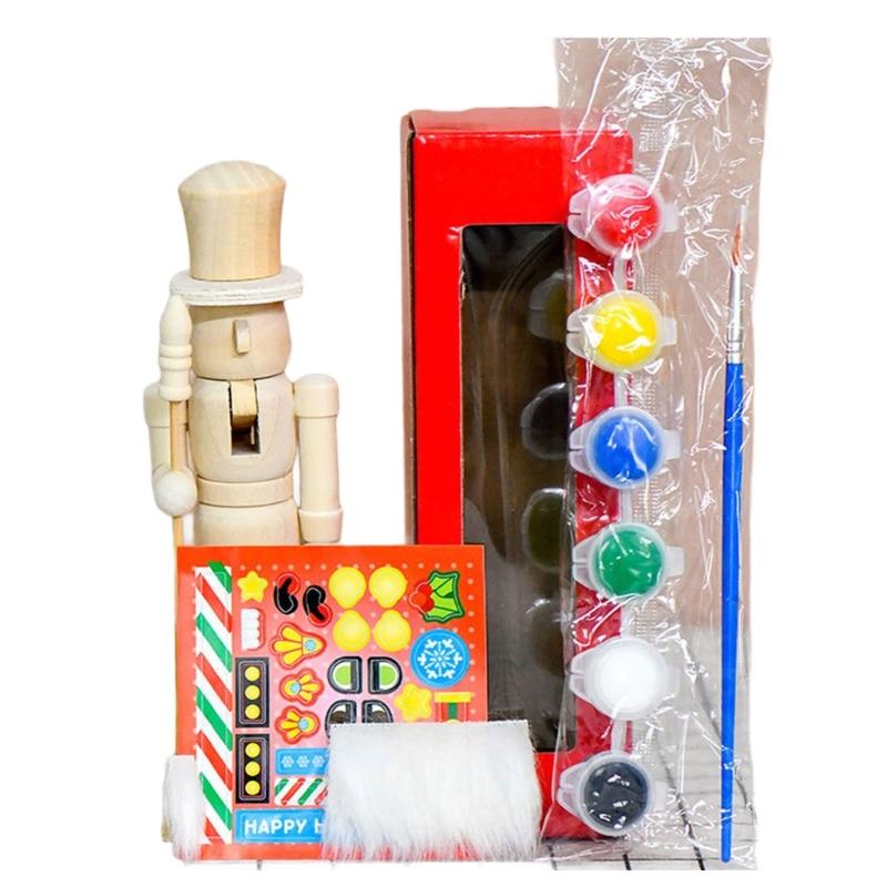 

Christmas Wooden Nutcrackers to Paint Yourself,Christmas Decoration Paint Your Own Soldier Art Creative Gift Toy Gift
