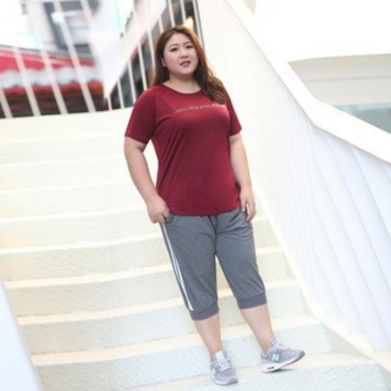 Plus Size Women's Sports Short-sleeved T-shirt Summer Quick-drying Sweat-absorbing Breathable Running Tops
