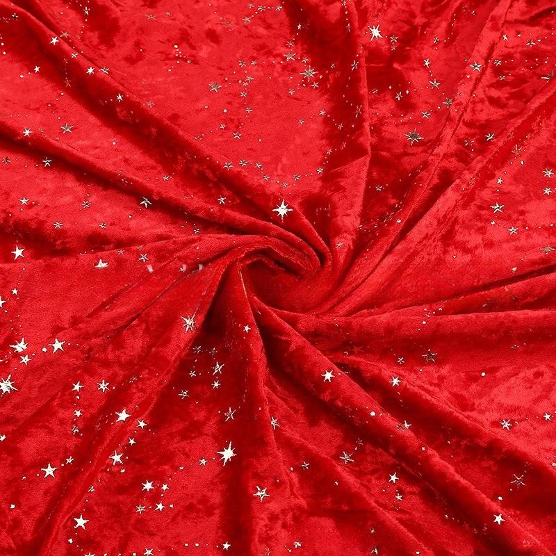 1 Meter Dehnbarer Samtstoff mit Sternmuster Diamantfleece Elastischer Weihnachtsstoff für DIY Nähen Weihnachtsdekorationen