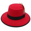 Internet Celebrity Feather Decoration Foreign Style Top Hat Dome Jazz Hat Men And Women Tibetan Felt Hat Imitation Wool Hat Ethnic Style