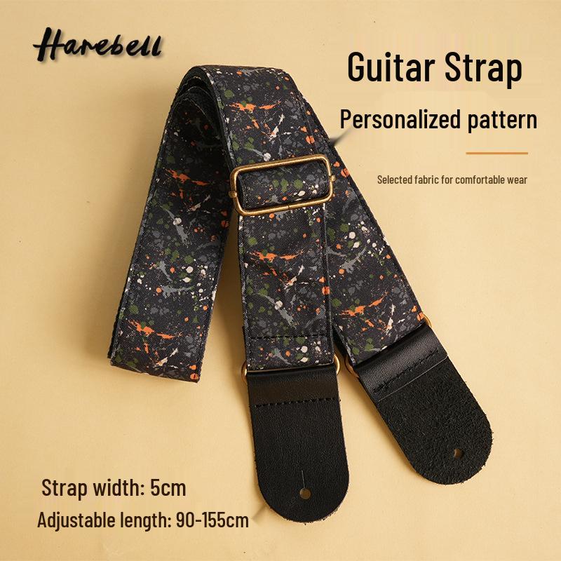 Personalisierter Graffiti-Wand-Schwarz-Tintenspritzer-Gitarren- & Bassgurt - Bequemer Entlastungsgurt