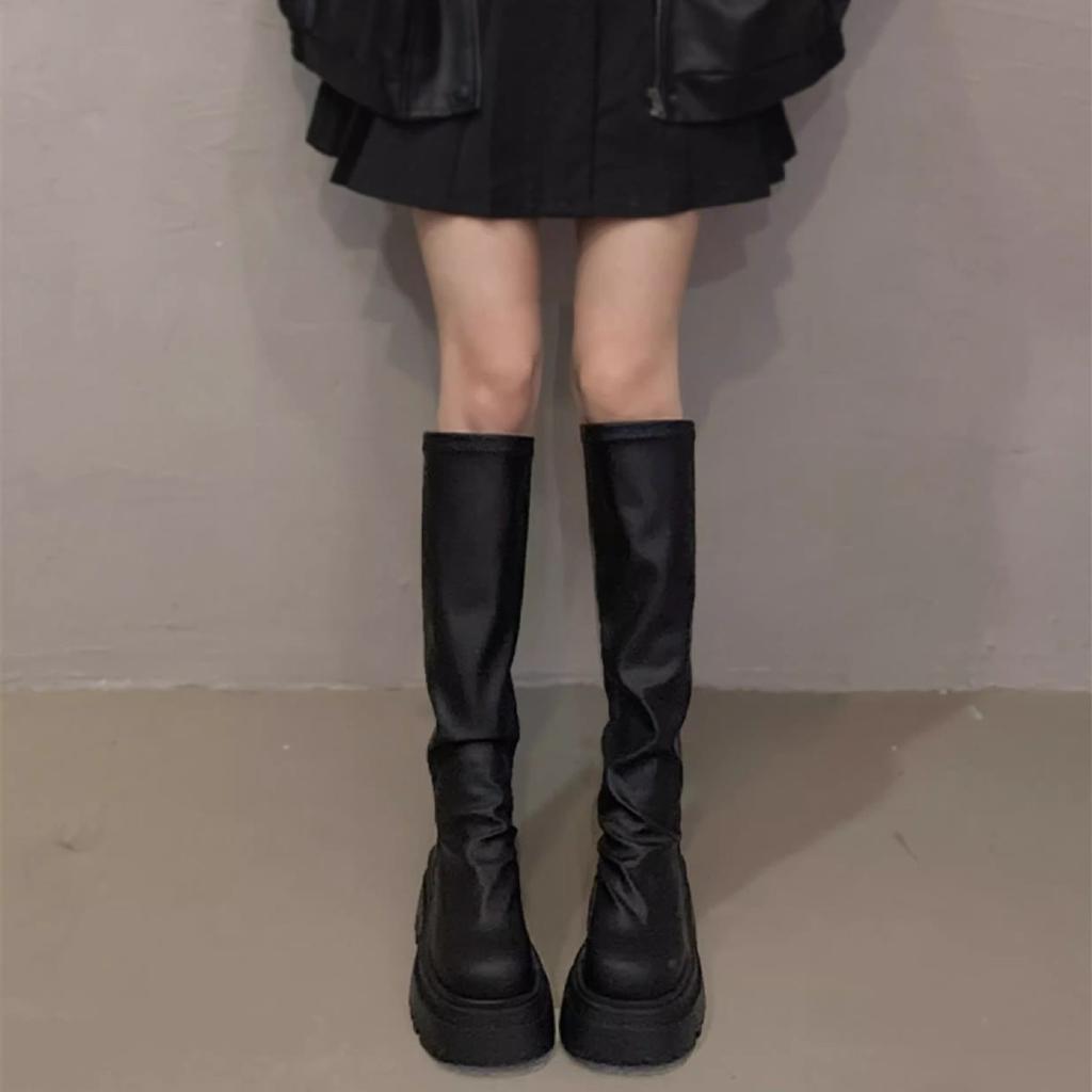 Boots women's new long boots summer high boots black medium boots platform women's shoes