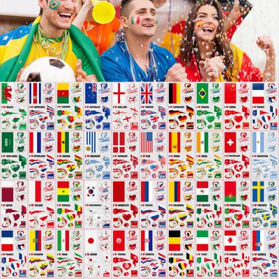 New! 10pcs Qatar World Cup Flag Tattoo Sticker Premium Waterproof Temporary Sticker For Football Party