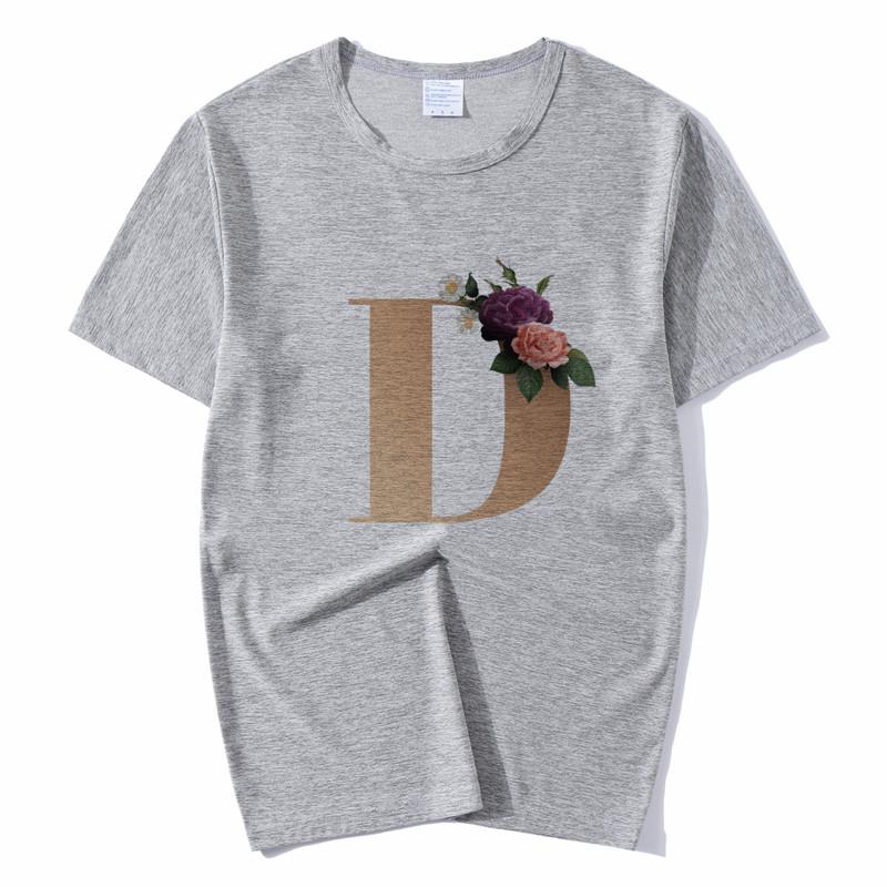 Summer A To Z 26 Alphabet Print Tshirt Cartoon Tees Women Streetwear Funny Casual T