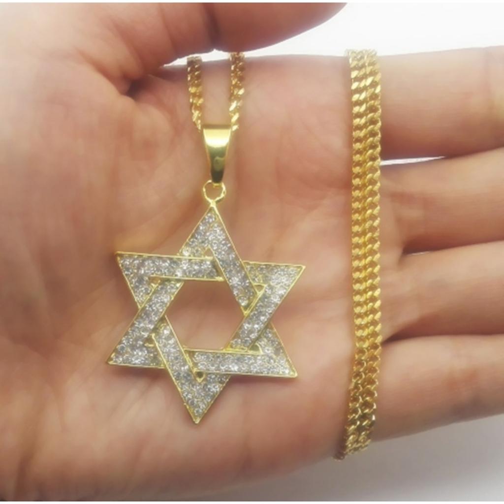 New Pattern Rhinestones Star Pendant Necklace Fashion Necklace Cuban Chain Necklace Hip Hop Bling Bling Jewelry