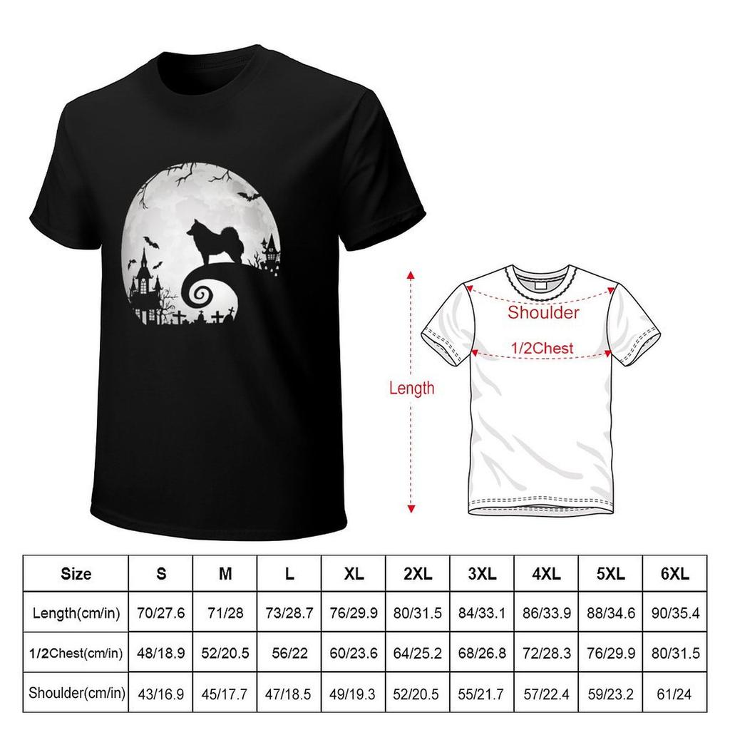 Schipperke Dog And Moon Halloween Funny Costume Schipperke Dog Lover T-Shirt oversizeds luxury clothes men