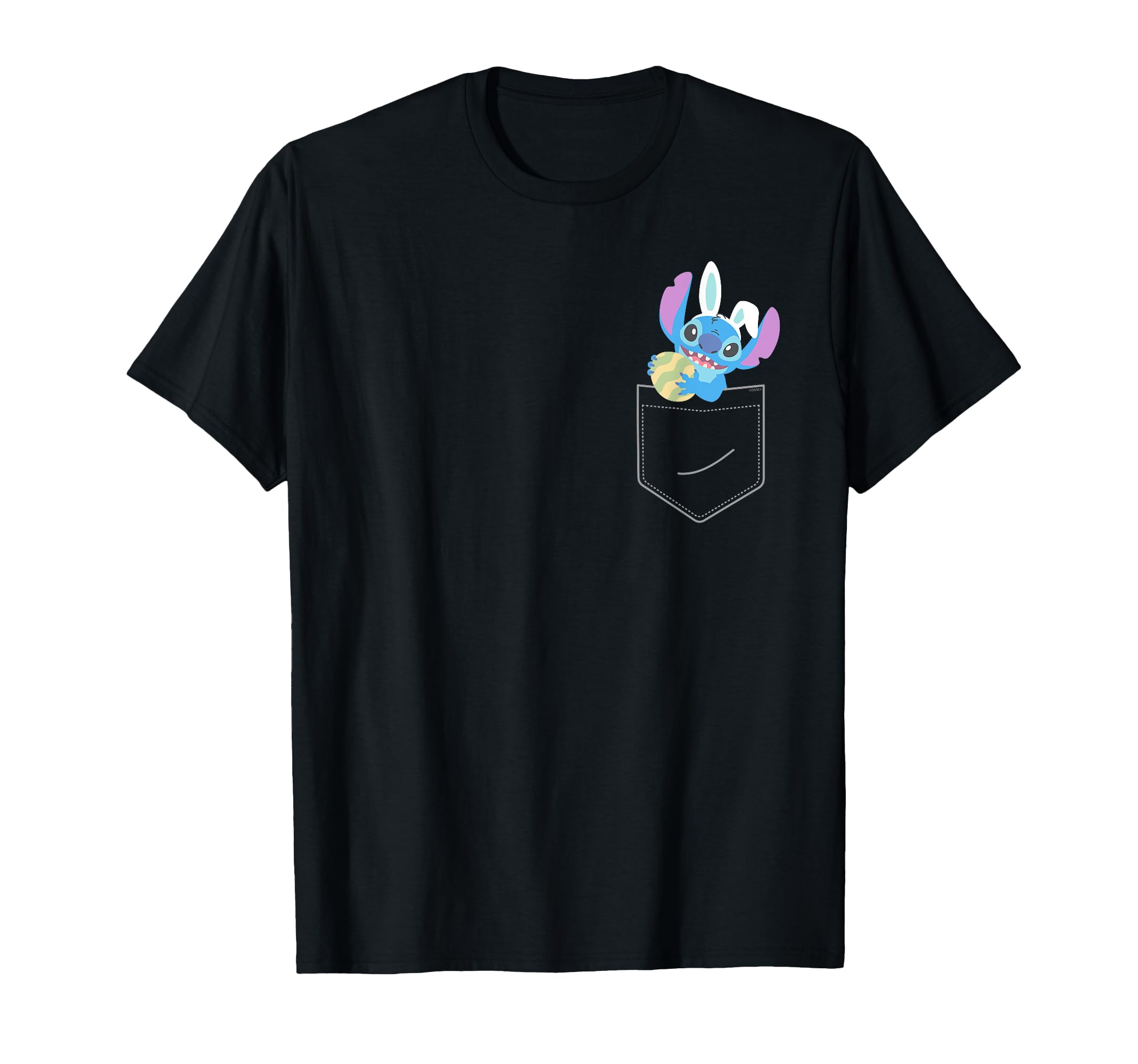 

Disney Stitch Easter Egg and Bunny Ears Pocket Corner Art T-Shirt чёрный