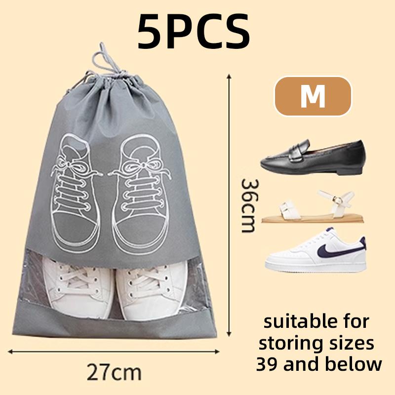 5pcs Shoes Storage Bag Closet Organizer Non Woven Travel Portable Bag Waterproof Pocket Clothing Classified Draw Hanging Bag 1390₽