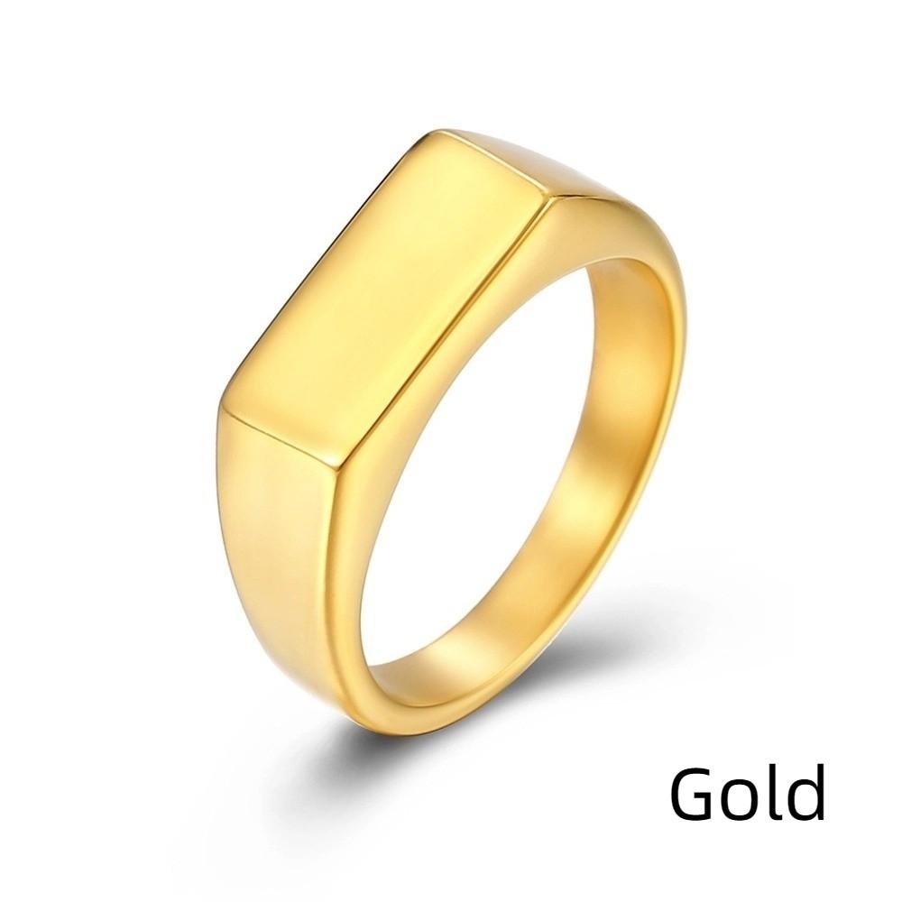 Square Titanium Seal Ring Korean Ins Style Finger Ring Personality Stainless Steel Ring Unisex