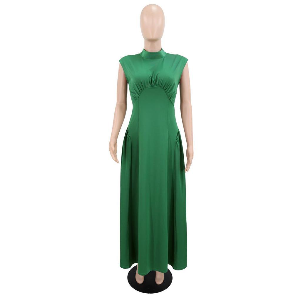 Women's Elegant Waist-Tie Solid Color Slim Dress