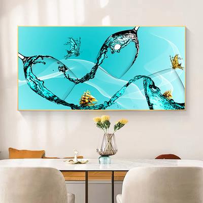 Pintura em tela abstrata moderna de barco com taça de vinho dourada e borboleta, pôsteres e impressões, arte de parede, sala de estar, decoração de casa, sem moldura