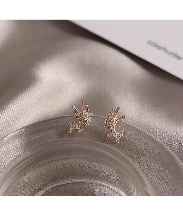 925 Sterling Silver Elk Stud Earrings - Elegant Light Luxury Deer Design, Perfect Christmas Gift for Women