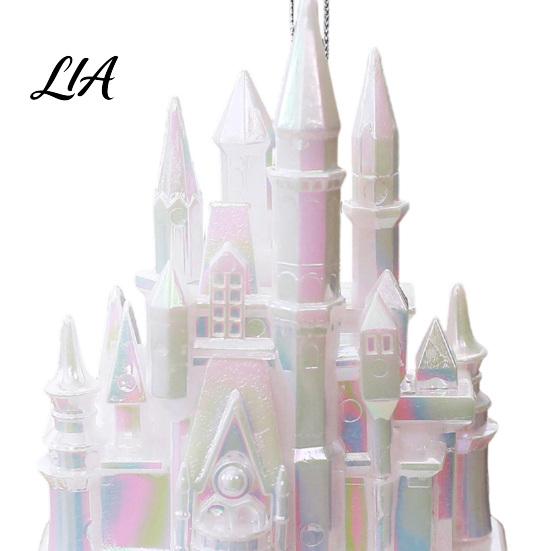 Unique Christmas Gift Decorations Castle Ornament, 3D Electroplating Tree Hanging DIY Holiday Scene Settings Decoration, Electroplated Plastic Pendant