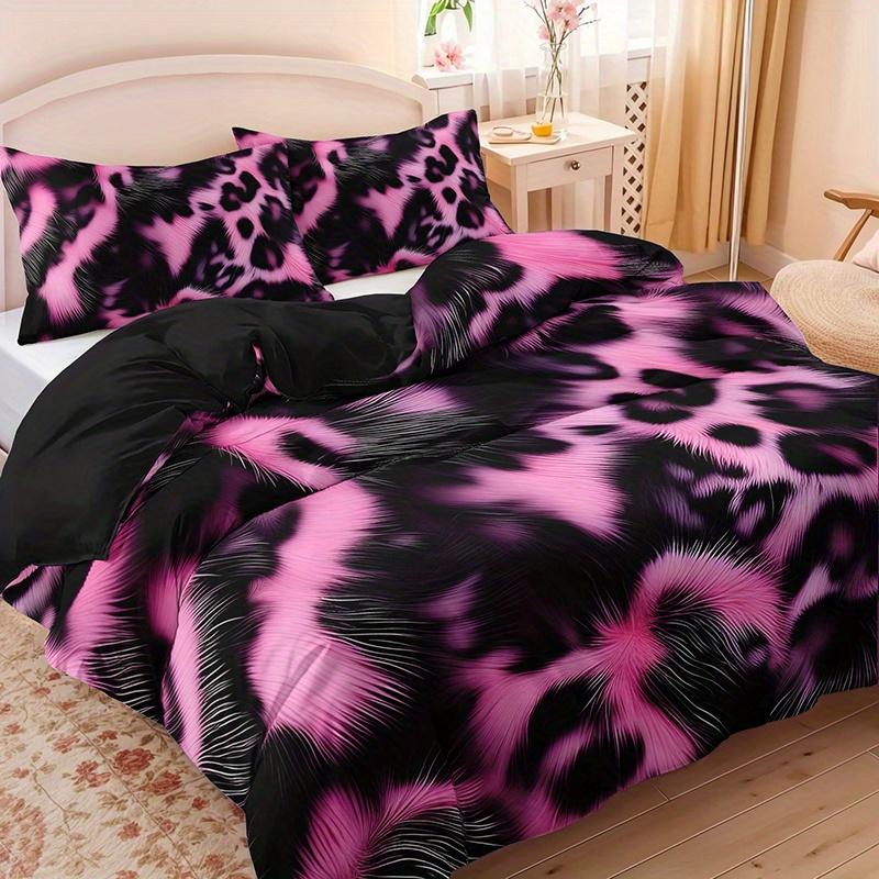 Pink Leopard Abstract Print Duvet Cover Set High-Definition Print Soft Comfortable Light Beige-Friendly Breathable Bedding Quilt