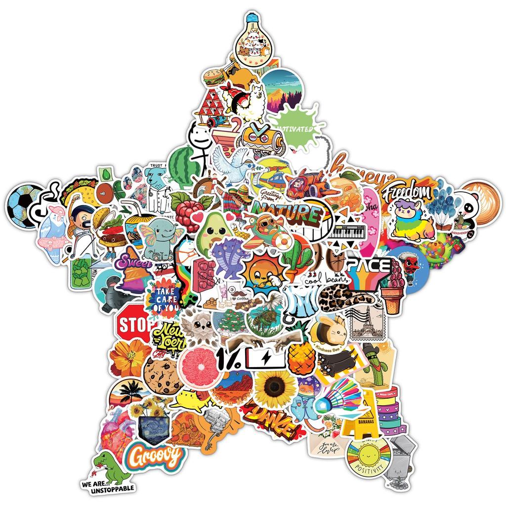 200 x Scrapbook-Kawaii-Aufkleber, wasserfest, lustig, Trend, Mädchen, Erwachsene, niedlich, Essen, Tiere, Cartoon, Aufkleber für Wasserflasche