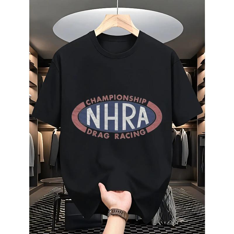 

Men S Plus-Size T-Shirt - Heavyweight Tee with Championship Drag Racing Graphic, Breathable Crewneck Shirt , Casual Wear, Sporty Look, Comfortable Fit 4XL