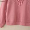 ZANZEA Women Casual Round Neck Loose Long Sleeve Sweatshirt