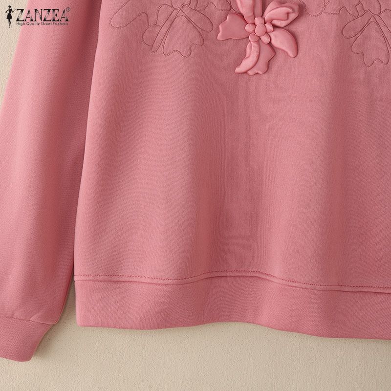 ZANZEA Women Casual Round Neck Loose Long Sleeve Sweatshirt